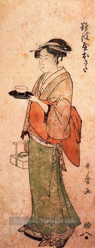okita la maison de thé fille Kitagawa Utamaro ukiyo e Bijin GA Peintures à l'huile